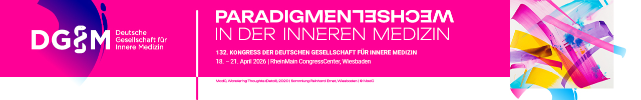 Header Banner für die Konferenz: 132. Kongress der Deutschen Gesellschaft für Innere Medizin. Diese geht vom 18. April 2026 bis 21. April 2026.