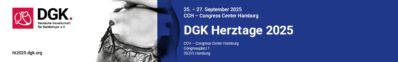 Header Banner für die Konferenz: DGK Herztage 2025. Diese geht vom 25. September 2025 bis 27. September 2025 in Congress Center Hamburg.