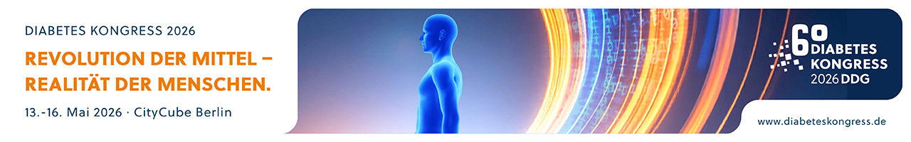 Header Banner für die Konferenz: Diabetes Kongress 2026. Diese geht vom 13. Mai 2026 bis 16. Mai 2026 in Messe Berlin, City Cube.